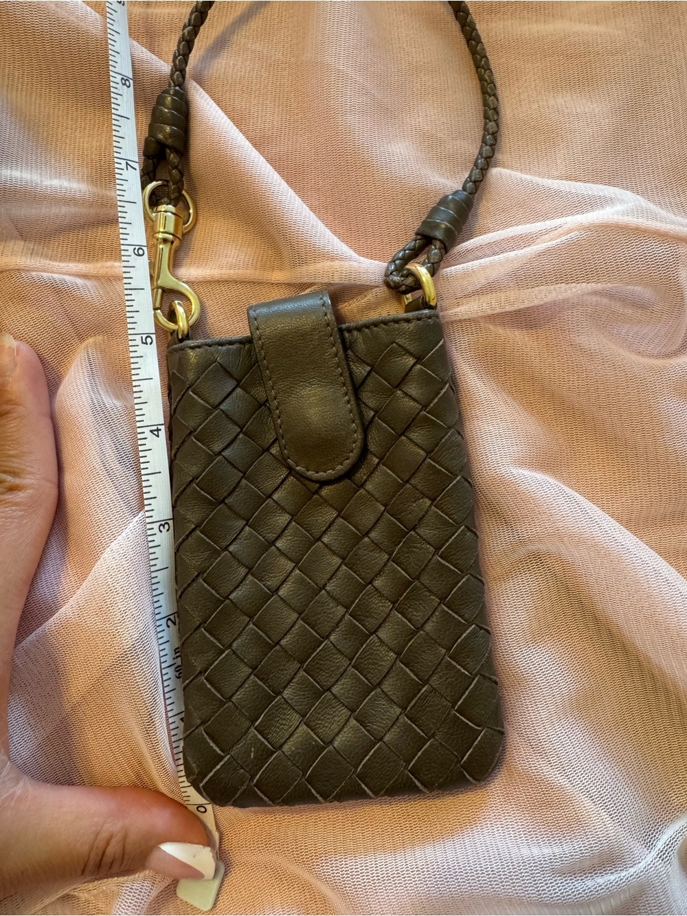 Bottega Veneta Intrecciato Leather Phone Pouch / Wristlet - Chocolate Brown - Picture 6 of 9